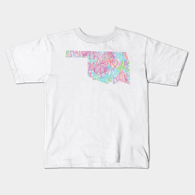 Summer Coral Oklahoma Kids T-Shirt by annmariestowe